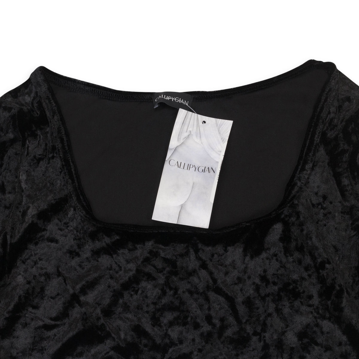 CRUSHED VELVET BLACK CROP TOP